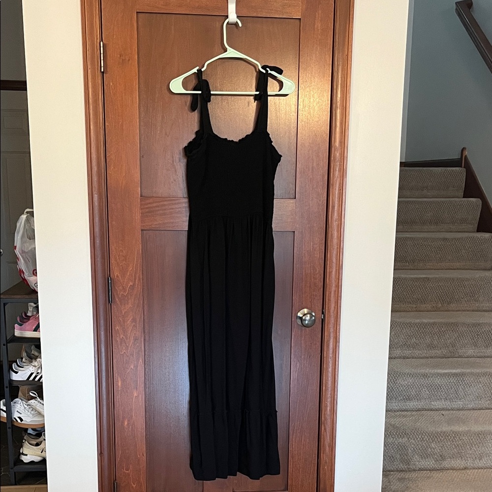 Zesica Black Maxi Dress with Tie Straps